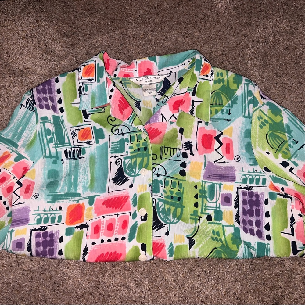 Allison Daley Multicolor Abstract Blouse